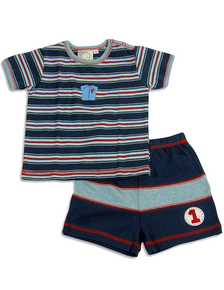 Cloud Mine - Baby Boys Short Sleeve Stripe Short Set-7