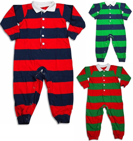 Sara's Prints Baby Infant Toddler Boys One Piece Rugby Coverall Playsuit Pajama-0