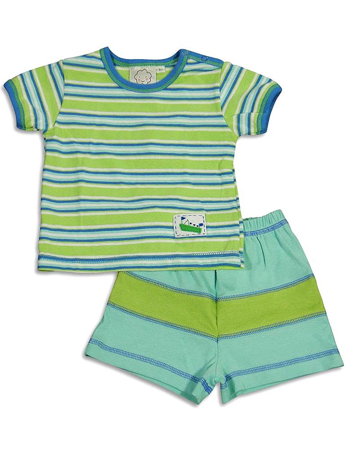 Cloud Mine - Baby Boys Short Sleeve Stripe Short Set-0