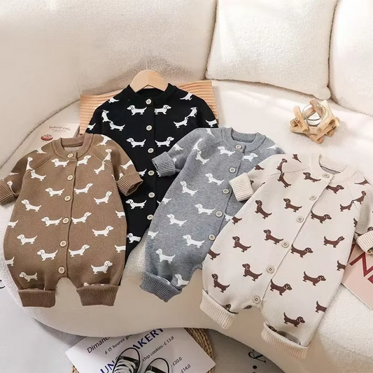 SnugTale โ Cartoon Knit Sweater Jumpsuit for Babies & Toddlers