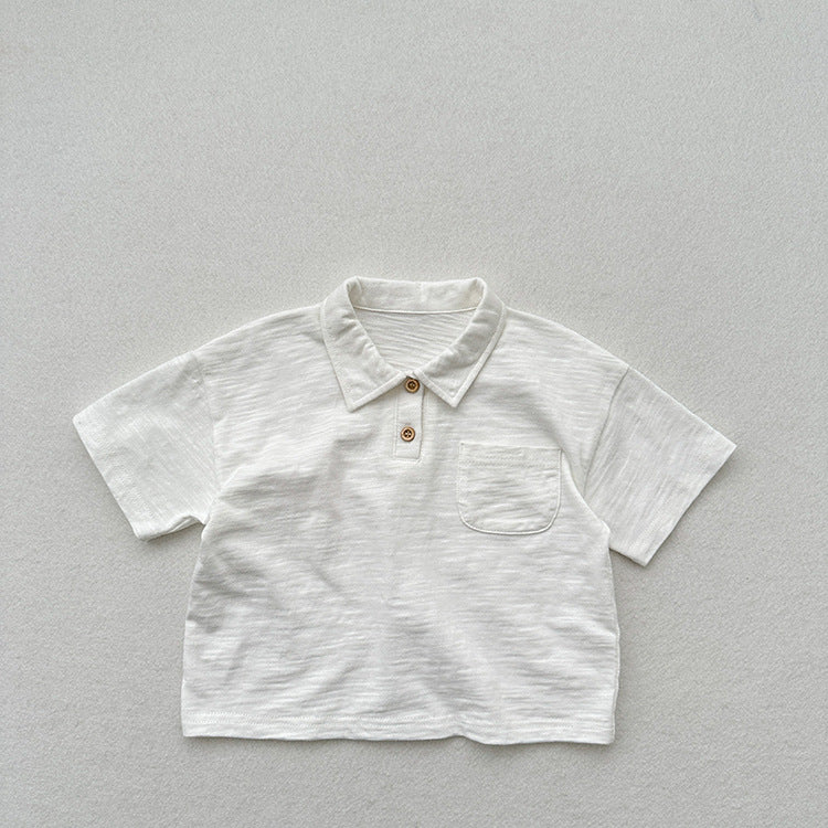 Summer New Arrival Kids Unisex Soft Comfortable Short Sleeves Thin Solid Color Turndown Collar Polo Shirt