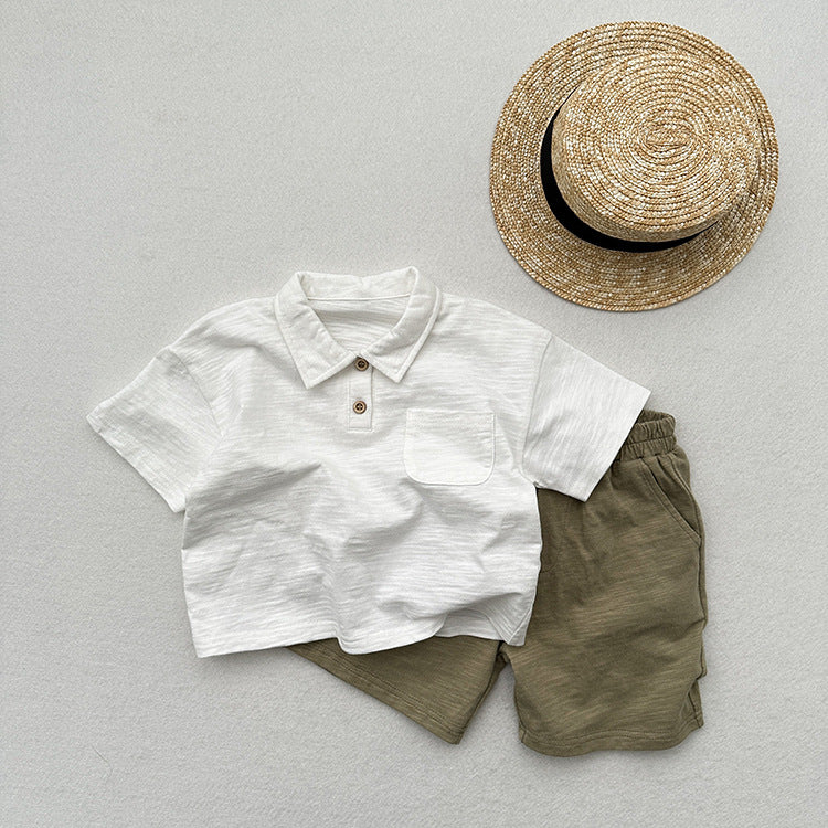 Summer New Arrival Kids Unisex Soft Comfortable Short Sleeves Thin Solid Color Turndown Collar Polo Shirt