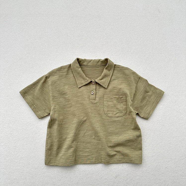 Summer New Arrival Kids Unisex Soft Comfortable Short Sleeves Thin Solid Color Turndown Collar Polo Shirt