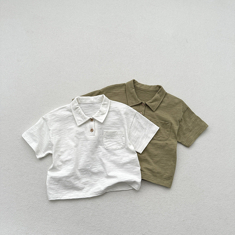 Summer New Arrival Kids Unisex Soft Comfortable Short Sleeves Thin Solid Color Turndown Collar Polo Shirt