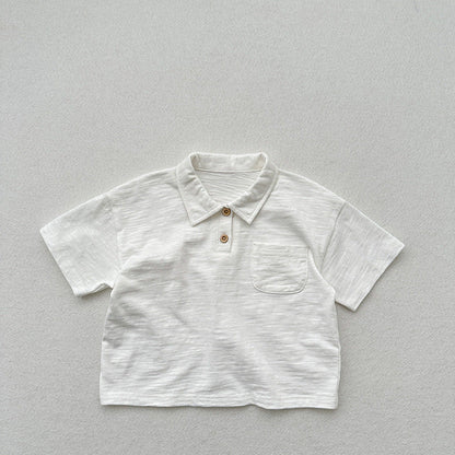 Summer New Arrival Kids Unisex Soft Comfortable Short Sleeves Thin Solid Color Turndown Collar Polo Shirt