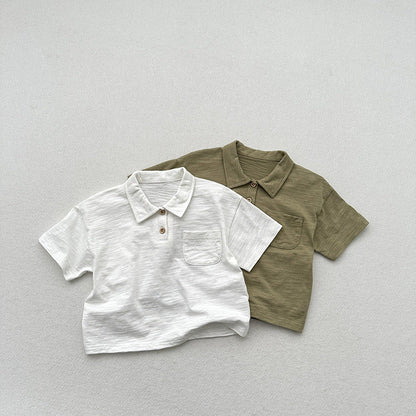 Summer New Arrival Kids Unisex Soft Comfortable Short Sleeves Thin Solid Color Turndown Collar Polo Shirt
